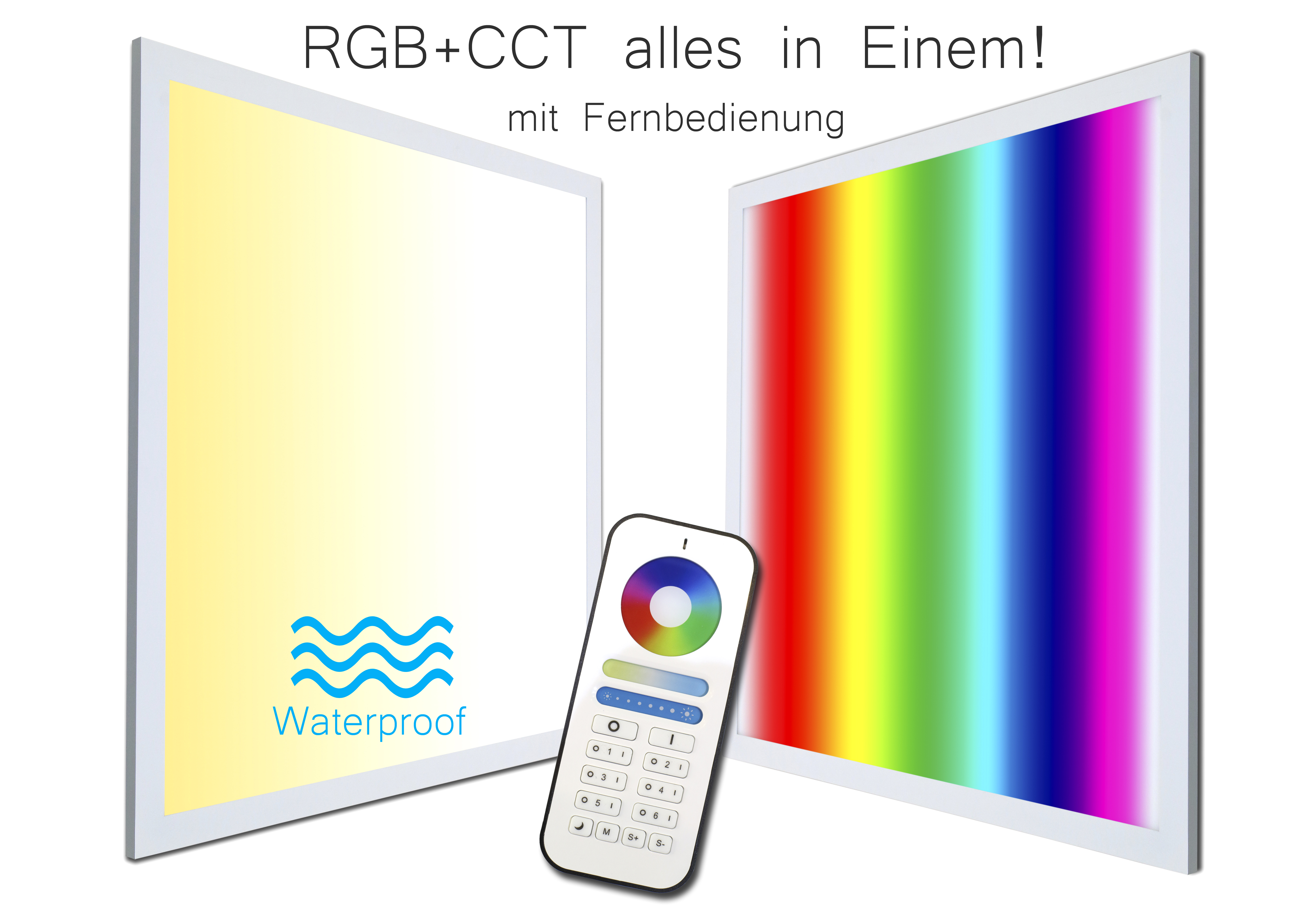 dimmbar RGB mit Panel + und RGB alle 60x60 Fernbedienung IP65 Watt TXL24 CCT - Farben 36 flimmerfrei LED WhiteRainbowplus
