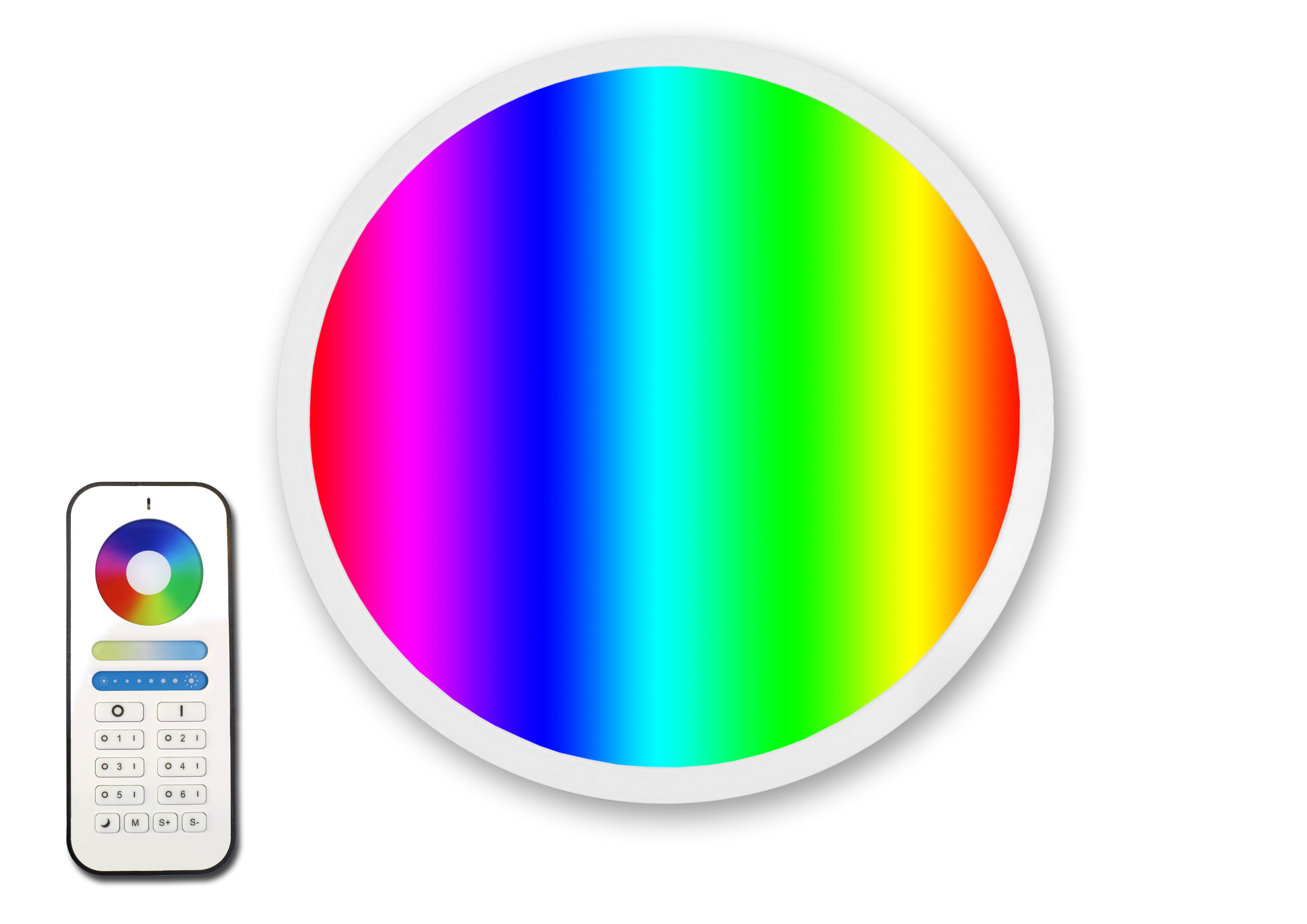 RGB CCT Watt mit Fernbedienung alle 60cm warmweiß/kaltweiß rund und + flimmerfrei - WhiteRainbow Panel Farben dimmbar 36 TXL24 LED RGB